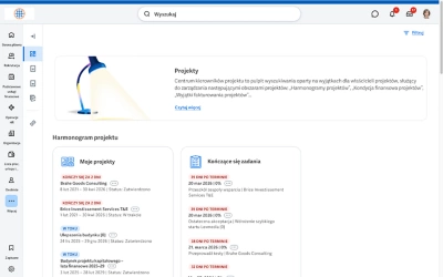 Zrzut ekranu pulpitu podsumowania finansowego przedstawiaj?cy wydatki na projekt wed?ug typu, procent uko��czenia projektu i?ca?kowity koszt projektu.