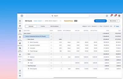 A screenshot of Workday Services CPQ (Configure, Price, Quote) dashboard.