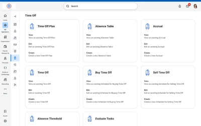 Time off product views within Workday’s Absence Hub.