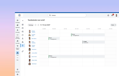 Tijd- en afwezigheidsdashboard met verlofsaldi en tijdanalyse.