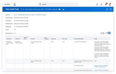 Traza de auditora de asiento de operaciones en software de gestin de controles internos.