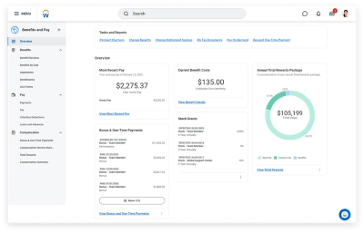 Benefits and pay overview dashboard in ݮƵ.