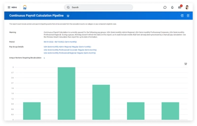 Screenshot of continuous payroll calculation pipeline report in ݮƵ.