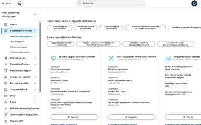Vue de la version bureau d'un tableau de d��couverte de donn��es Finance montrant divers tableaux et graphiques relatifs au reporting financier.