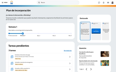 Captura de pantalla de plan de incorporacin de 鶹ý que muestra las tareas y la cronologa de empleado.