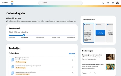 Screenshot van een onboardingplan in ݮƵ met taken en een tijdlijn voor een werknemer.