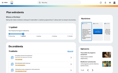 Zrzut ekranu planu wdro?enia 鶹ý przedstawiaj?cy zadania pracownika i?o? czasu.