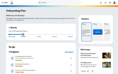 Screenshot eines Onboarding-Plans in 鶹ý mit Aufgaben und Zeitachse eines Mitarbeiters