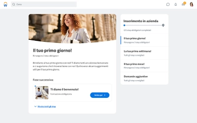 Screenshot del piano di inserimento in azienda di ݮƵ che d il benvenuto ai nuovi dipendenti il ??loro primo giorno.