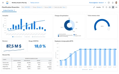 Tableau de bord des recettes de ݮƵ Adaptive Planning pour les entreprises.