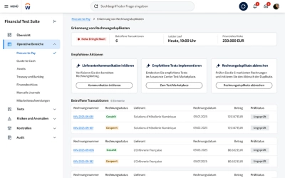 Screenshot von Audit-Anomalien