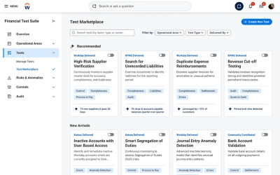 Screenshot del dashboard di Test Marketplace.