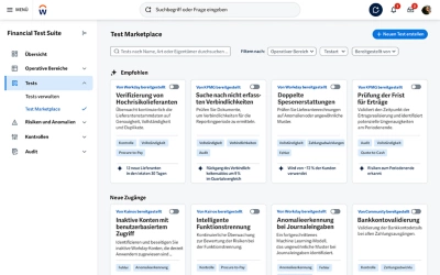 Screenshot des Test Marketplace-Dashboards
