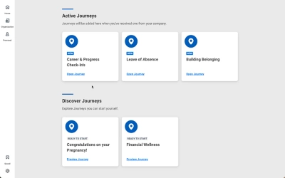 Screenshot of Employee Experience account home screen with a Workday Assistant chat feature pop-up window. 