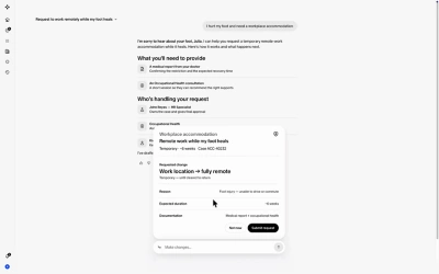 Screenshot of the HR Service Agent UI.