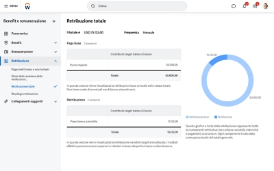 Rendiconto della retribuzione totale su computer.