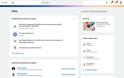Captura de pantalla de tablero de mando de gestin de recursos humanos
