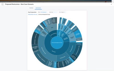 Screenshot of proposed organisational structure within Organisational Design &amp; Scenario Modelling on desktop.