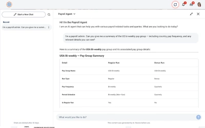 Screenshot of Workday's Payroll Agent. 