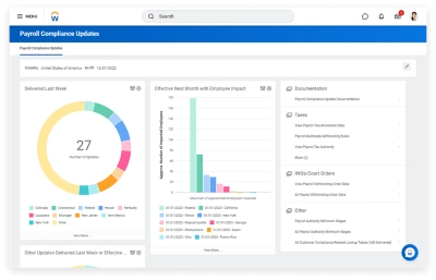 Screenshot of payroll compliance updates dashboard in ݮƵ.