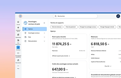 Capture d’écran du logiciel de paie Workday présentant une fonction de libre-service. 