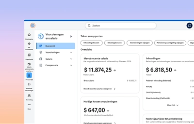 Een screenshot van de payrollsoftware van ��ݮ��Ƶ met een gemarkeerde selfservicefunctie. 