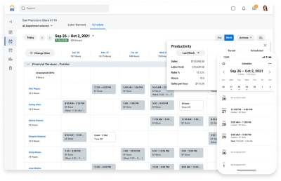 Time off request being made on a mobile and desktop device.
