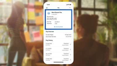Screenshot on mobile device of pay history