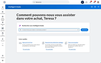 L'expérience de demande d'achat de Workday affichant les informations sur la commande et Workday Assistant vérifiant le statut d'une commande existante. 