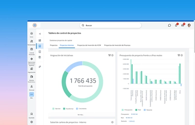 Tablero de mando de software de gesti��n de proyectos con gr��ficos de promedio de ingresos por rol y utilizaci��n de proyecto.