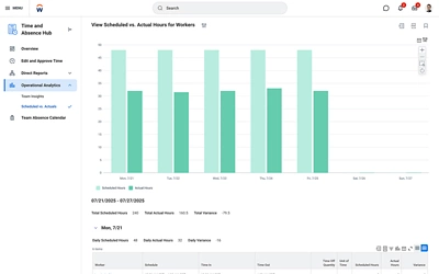 Screenshot of Real-Time Insights Time and Absence desktop.