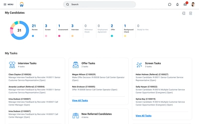 Screenshot of Recruiting Candidates desktop.