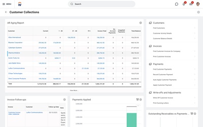 Screenshot of revenue customer collections desktop.
