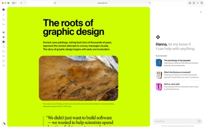 Widok pulpitu asystenta Sana AI Tutor w ramach Workday Learning, przedstawiający interaktywny interfejs czatu, w którym AI przekazuje spersonalizowane wskazówki, wraz z bocznym paskiem lekcji zawierającym interaktywne moduły, takie jak quizy i ankiety.