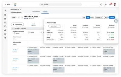 Screenshot of scheduling app