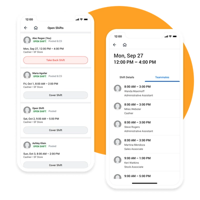 Worker views their shift on a mobile device.