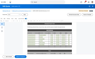 ݮƵ Services CPQ?: espace de travail de facturation des contrats des projets