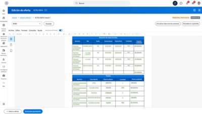 Workday Services CPQ: área de trabajo de facturación del contrato del proyecto