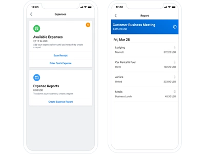 Screenshot of spend expenses mobile.