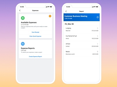 Screenshot of spend expenses mobile.