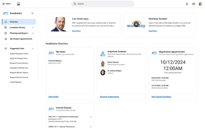Academic progress dashboard displaying student academics overview