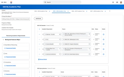 Course details and course registration using drag-and-drop feature on desktop.