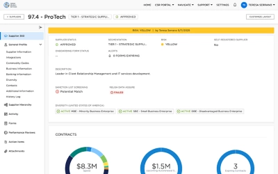 Strategic Sourcing 공급자 데스크톱 스크린샷