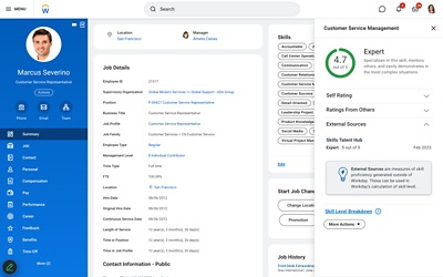 Screenshot of the Workday Skills Cloud app on a mobile phone.
