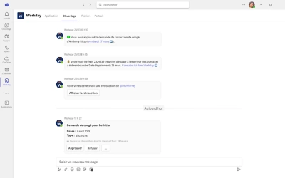 Capture d’écran montrant les notifications Teams