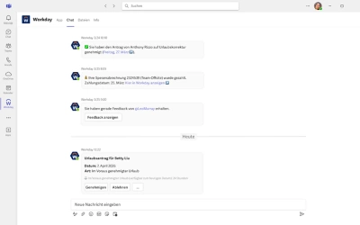 Screenshot mit Teams-Benachrichtigungen