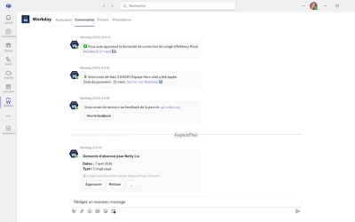 Capture d'écran montrant les notifications Teams