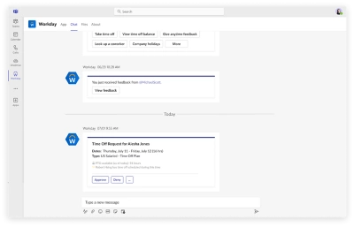 Capture dcran de la vue de gestionnaire de ݮƵ pour Teams avec une notification