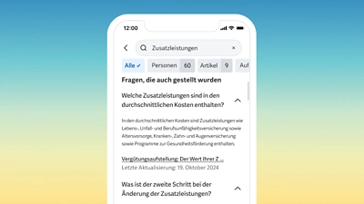 Der Screenshot zeigt den Bildschirm eines Mobilgeräts mit Workday Assistant, der praktische Quicklinks zu Informationen über Zusatzleistungen vorschlägt.