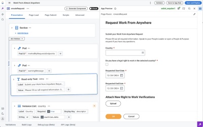 Screenshot van ݮƵ Extend-dashboard met geopend venster met een Work From Almost Anywhere-aanvraag.